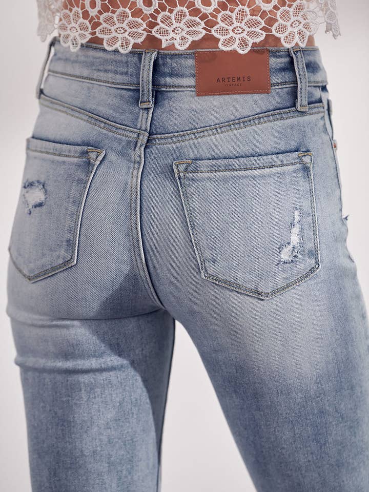 ARTEMIS VINTAGE - Wholesale Jeans - Women's - HIGH RISE STRETCH ANKLE STRAIGHT WITH DISTRESSED JEANS