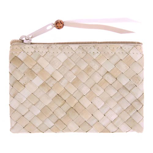 Erik & Mike - Wholesale Coin purse – Women’s - Coin purse Woven rattan coin bag in cream Special $3.500