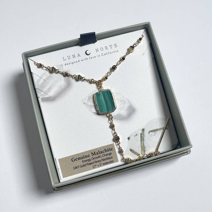 Luna Norte - Wholesale Y-Neck/Lariat Necklace - Eterno Amore Gemma Lariat Necklace - Malachite