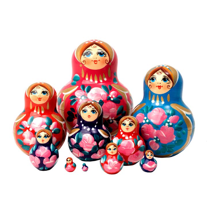 Golden Cockerel - Wholesale Doll - Kids - Multicolored Nesting Doll 10pc./5"