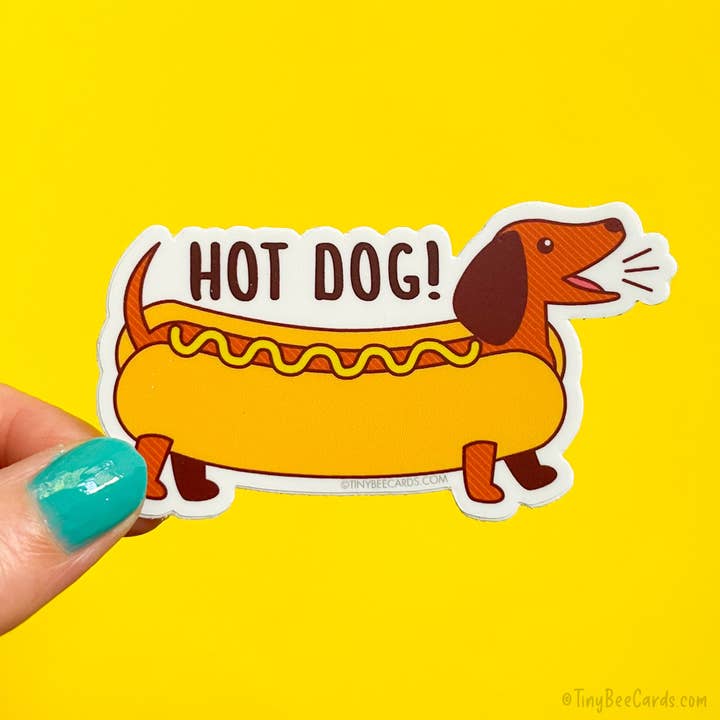 Tiny Bee Cards - Vendita all'ingrosso Adesivo - Adesivo in vinile con bassotto di hot dog.