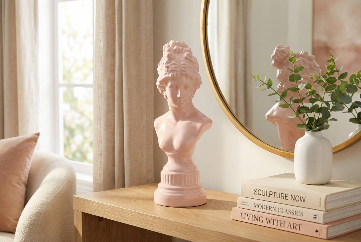 Flora Bunda Inc - Wholesale Decorative Figurine - 12" Pink Ceramic Goddess Bust – Modern Classic Home Decor3