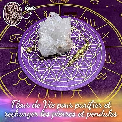 Vibratis – Material de meditação por atacado – Flor da vida em madeira com suporte para mostrador e placa para pêndulo4