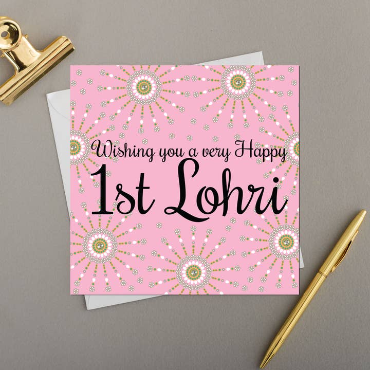 x6 FOR HER 1ST LOHRI CARD | FIREWORKS for wholesale by Eastern Print Studio