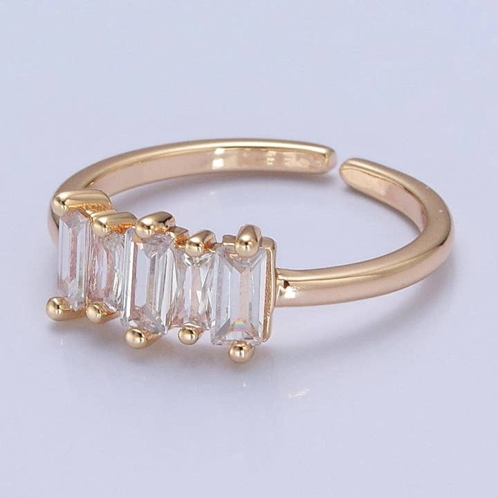 16K Gold Filled Minimalist Gold Baguette Stone Ring | O739 for wholesale by Aim Eternal