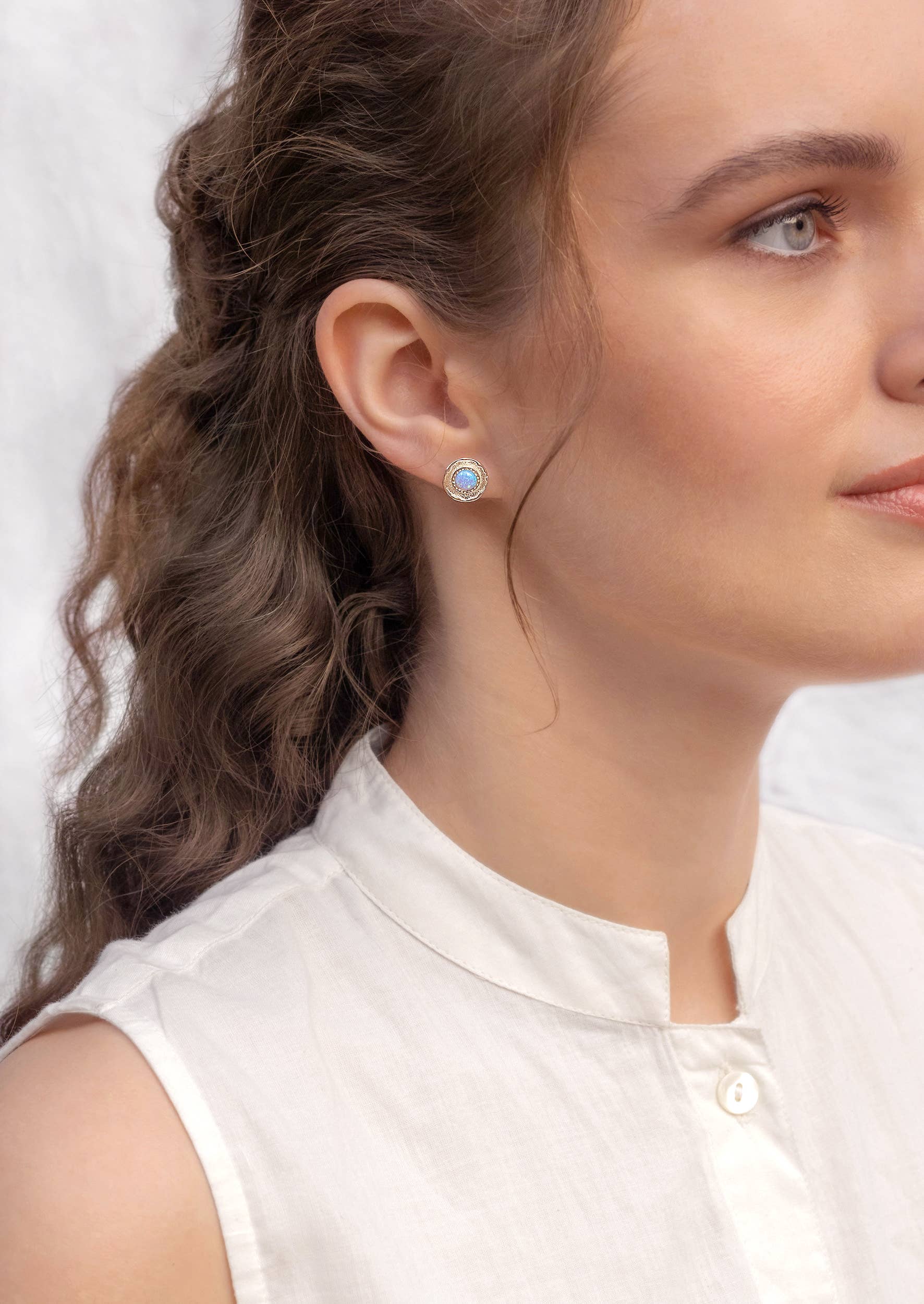 Banyan Jewellery - Wholesale Stud/Post Earrings - Handmade Sterling Silver Blue Fire Opalite Stud Earrings3