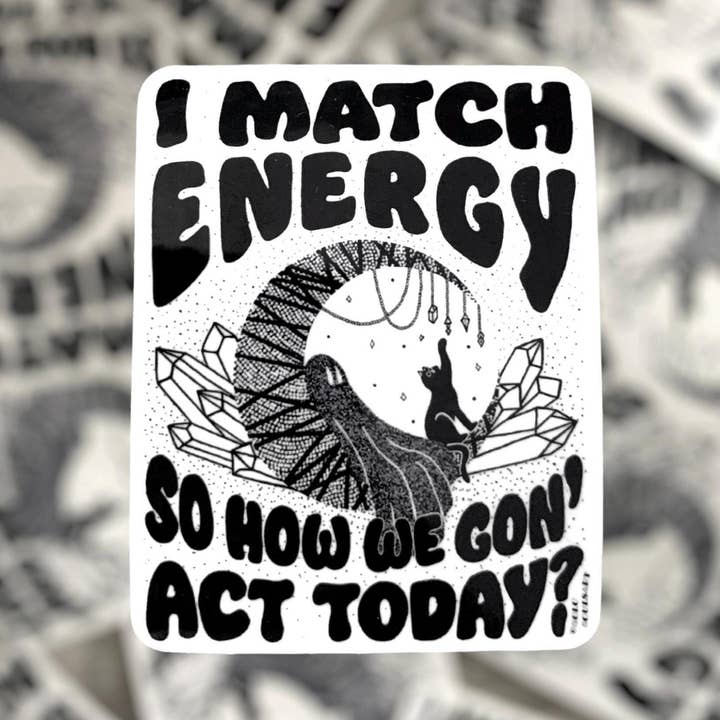 I Match Energy Ghost Cat Halloween Sticker for wholesale by Solo Souls