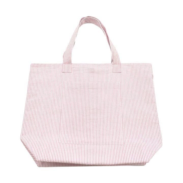 Sac Everything à rayures en seersucker rose pour la vente par Quilted Koala