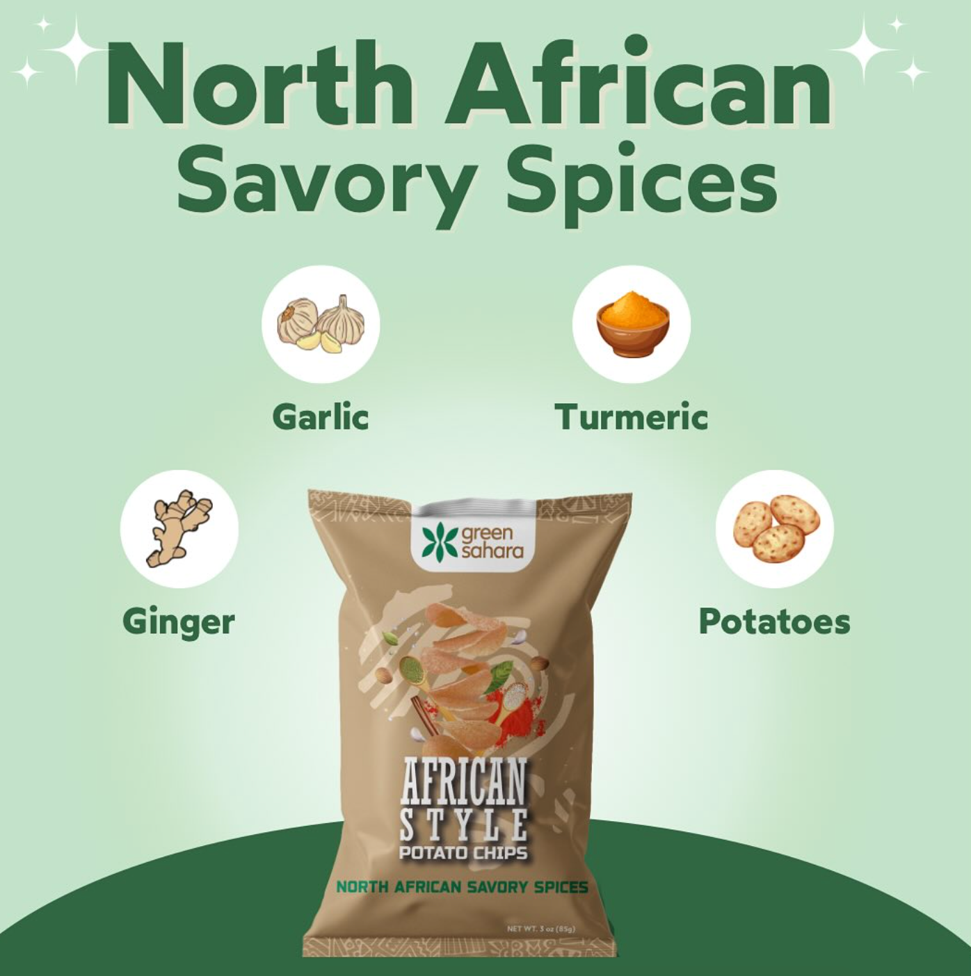 Green Sahara - Wholesale Chips - Gourmet North African Savory Spices Potato Chips 2