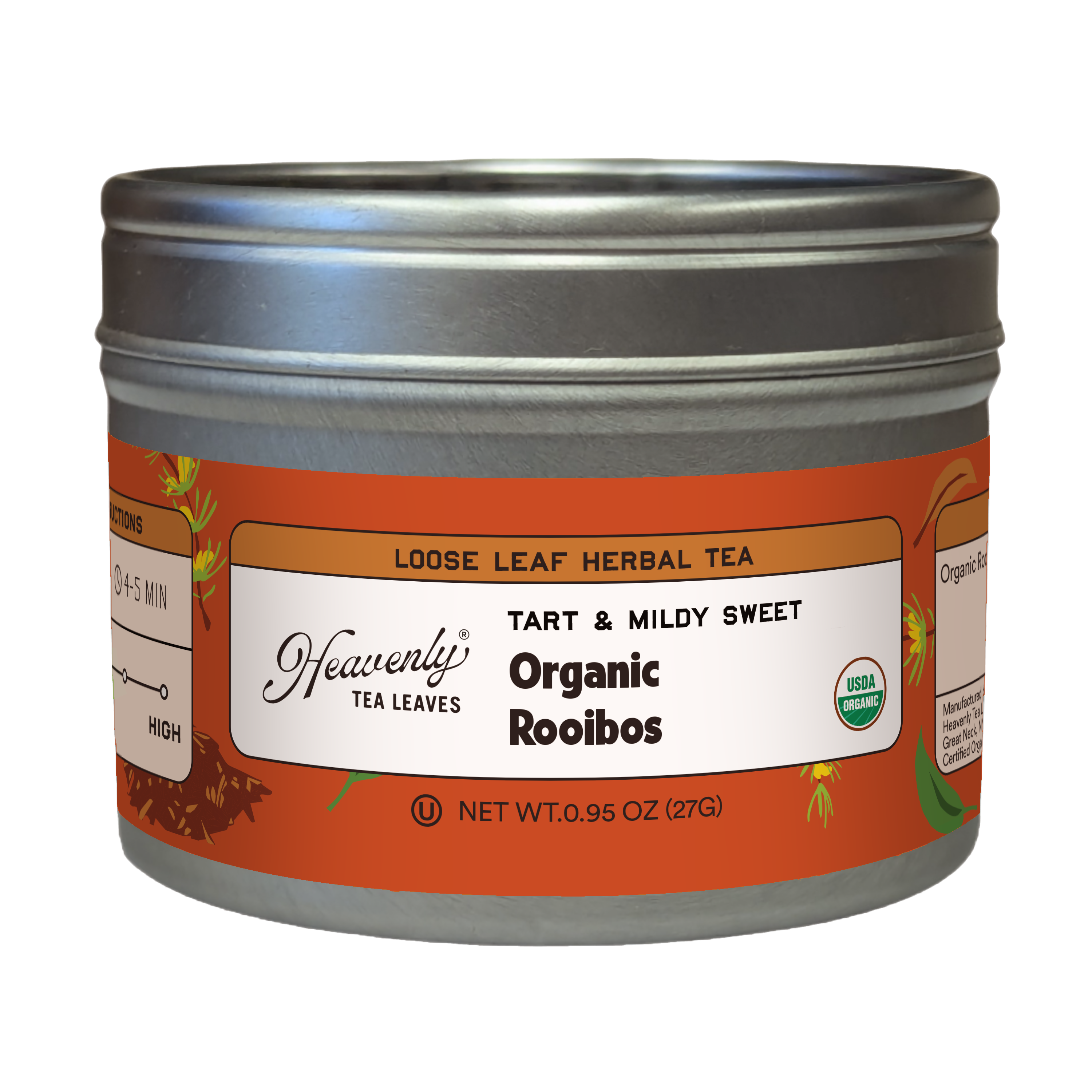 Heavenly Tea Leaves - Wholesale Loose Tea - Organic Rooibos, Clear Top Loose Leaf Herbal Tea Tin0