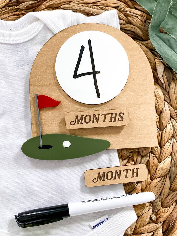 Dry Erase Monthly Milestone Sign - Golf for wholesale by Claire and Bella