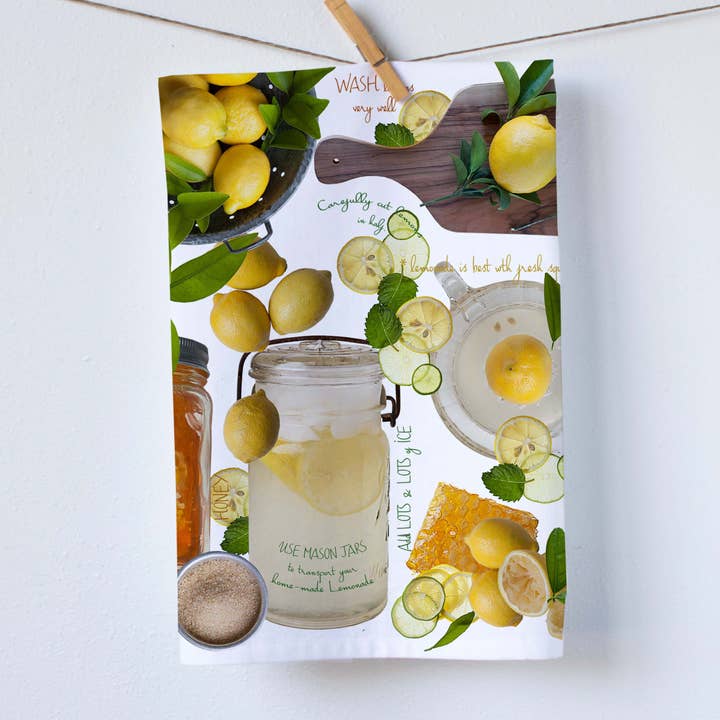 Lemonade Recipe Tea Towel for wholesale by Red Bird’s House