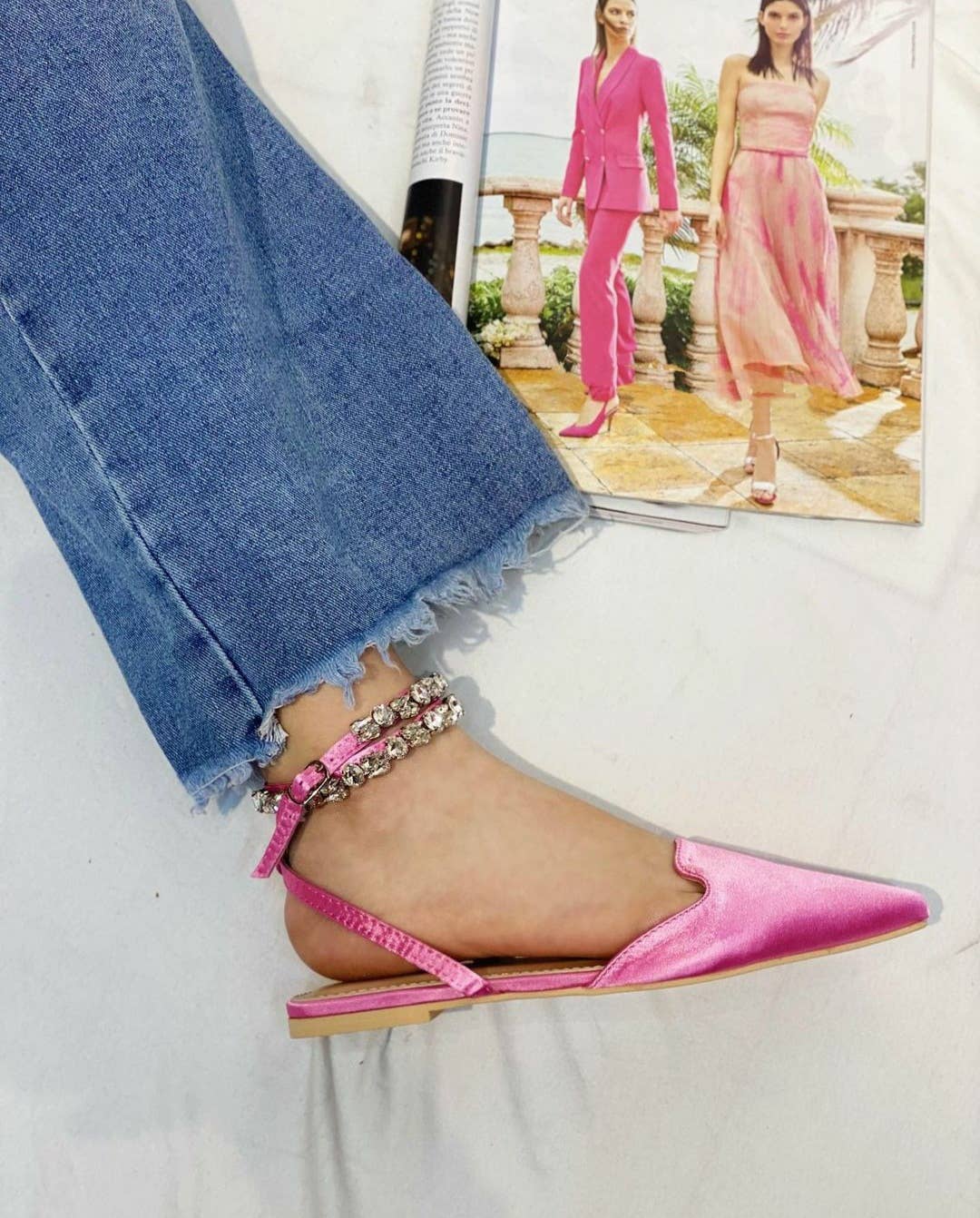 Vera Shop - Vente Ballerines – femme - Ballerines pointues avec bracelet de cheville orné de bijoux3