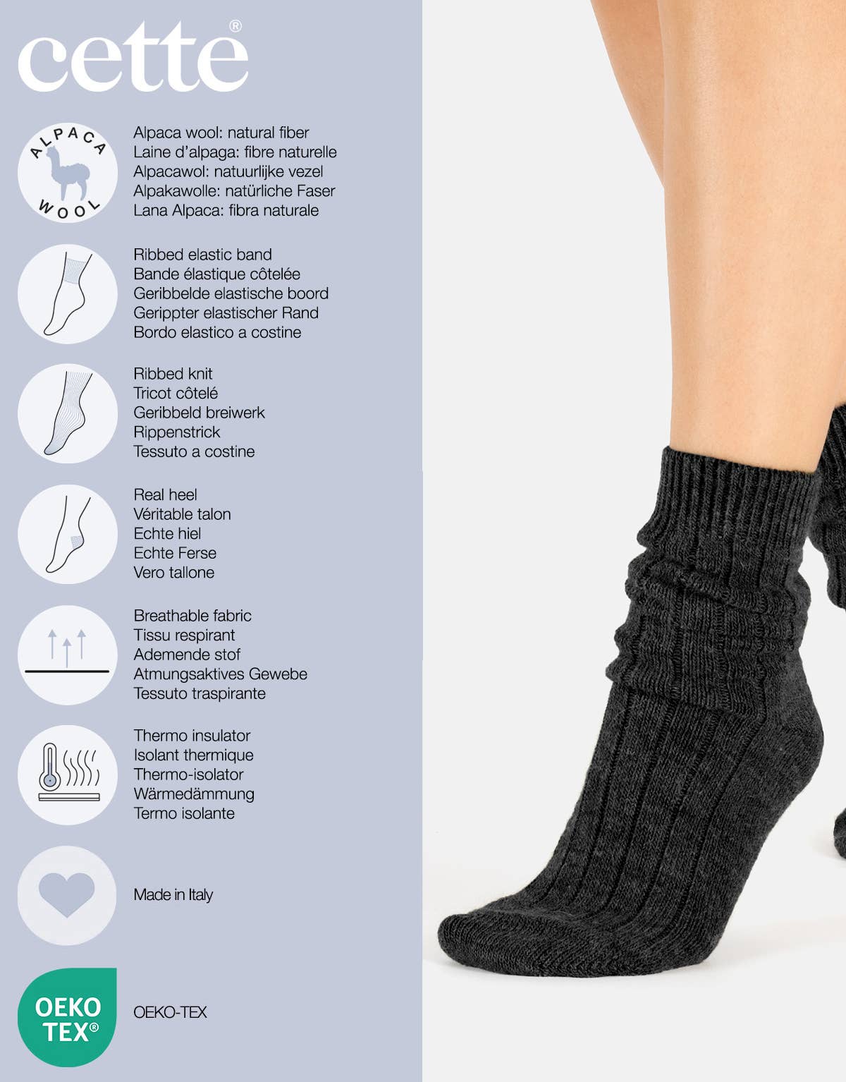 Cette – wholesale Strumpor - Dam – Alpackaullsockor med ribbat mönster, vinterstrumpor14