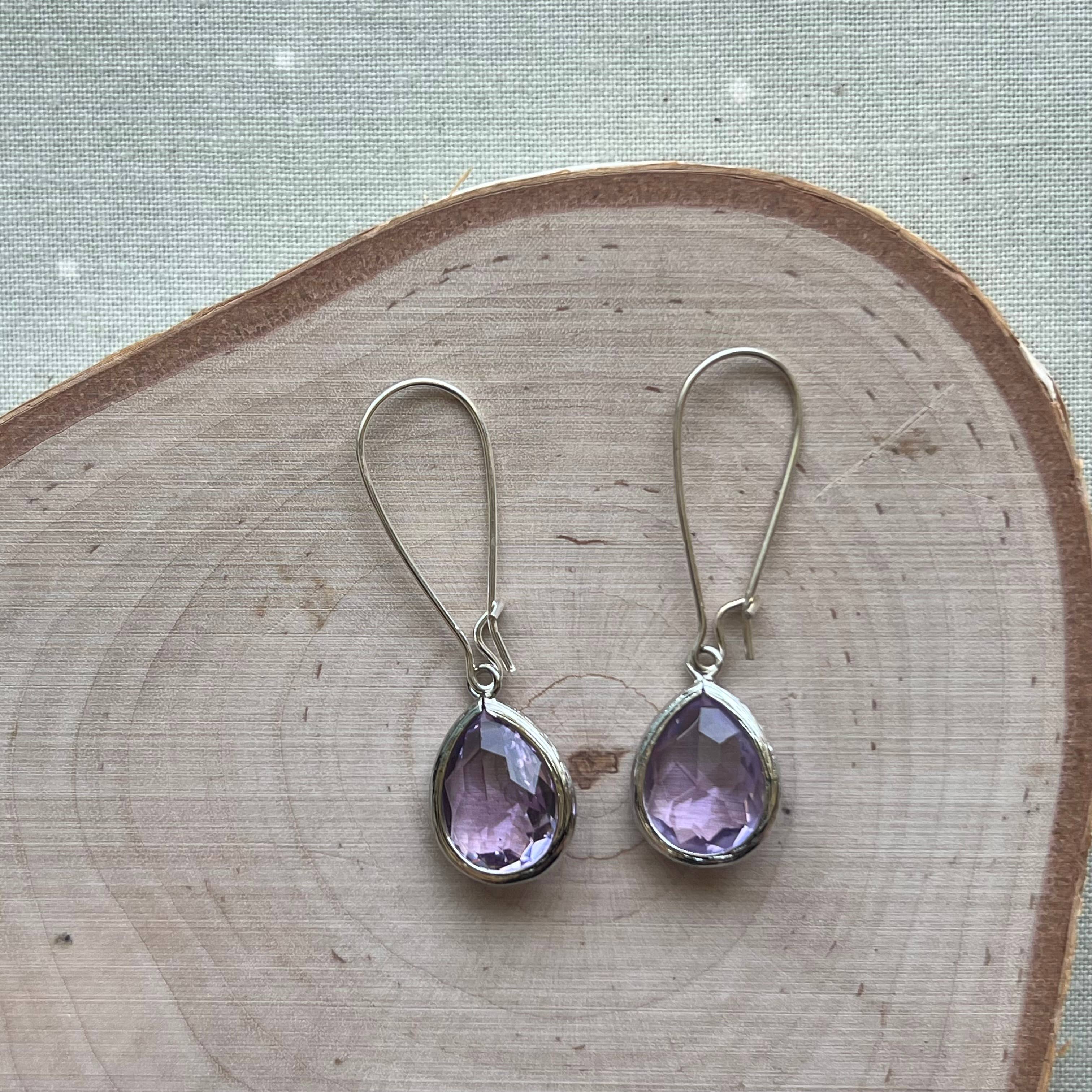 Dana Herbert - Wholesale Dangle Earrings - Silver Jane Bezel Glass Short Dangle Earrings13