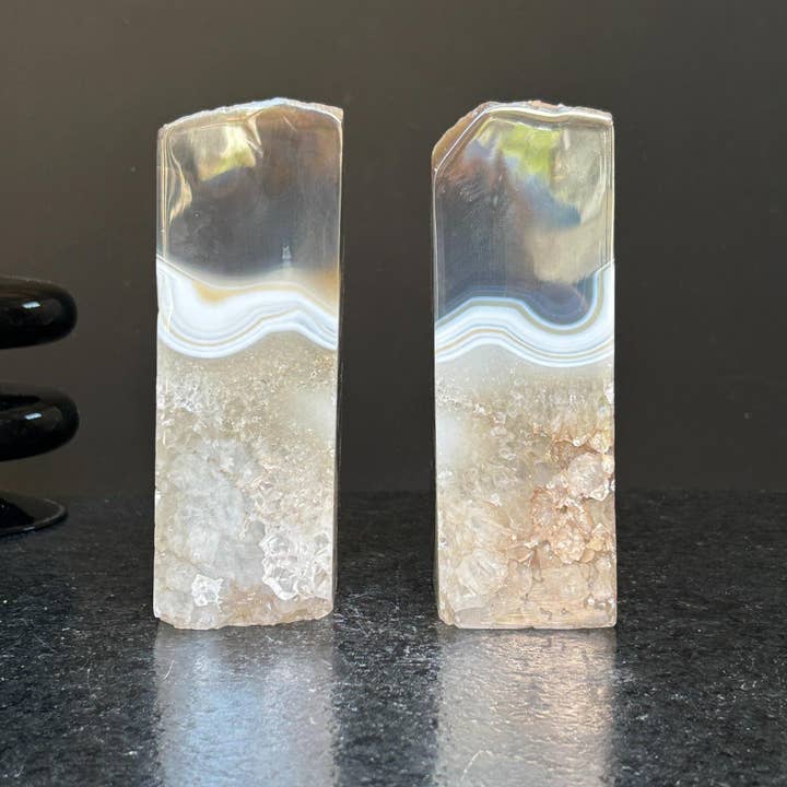 Deep Purple Project - Wholesale Ornament - Agate Geode Bookends, Large Natural Stone Pair4