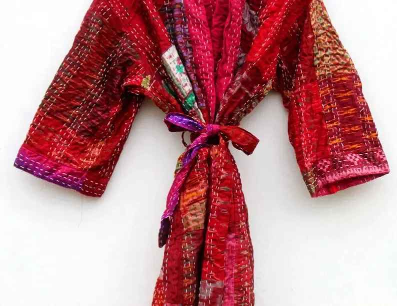 GYPSY STUDIO - Wholesale Kimono - Women's - Long Kimono for Men Women Patchwork Multicolored Silk Kantha9