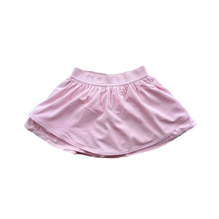 A05 Pink Gathered Mini Skort para venta al por mayor de Little Olin