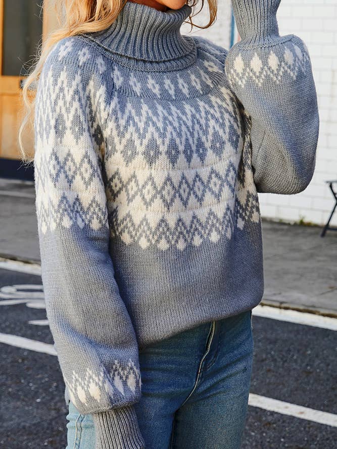 Comely Fashion - Venta al por mayor Jersey de punto - Mujer - Jersey estilo azteca retro con cuello de tortuga 3