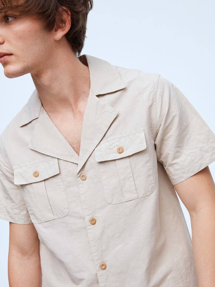 THE (REAL) GARCIA - Wholesale Button Down Shirt - Men's - The Riviera Overshirt Sand2