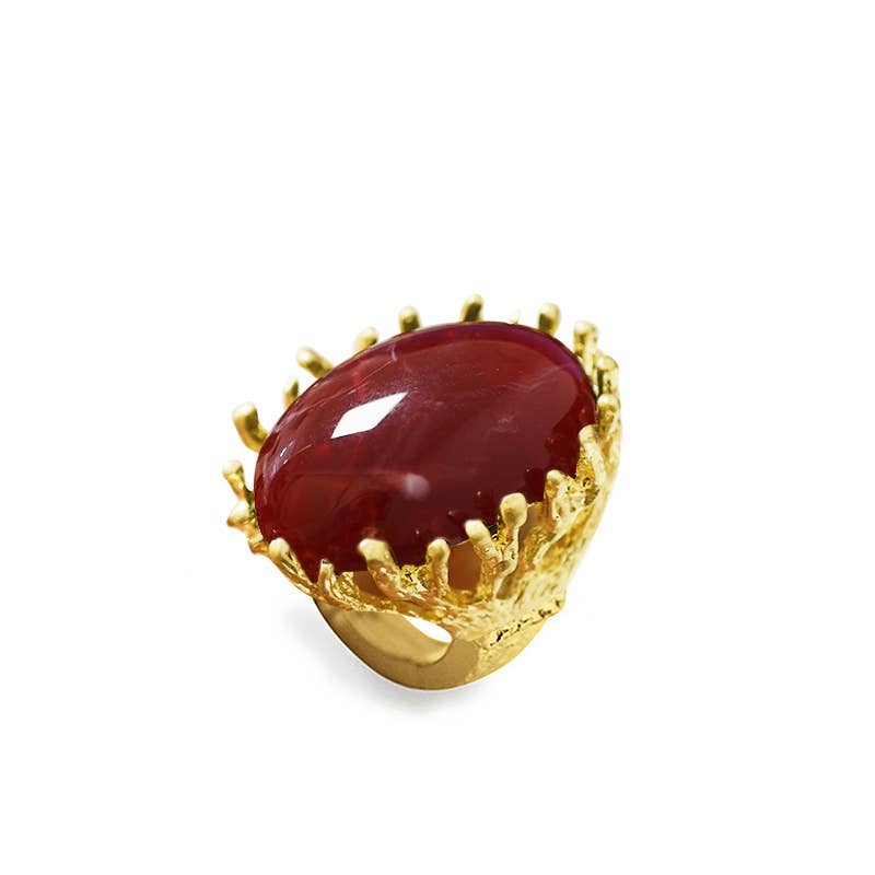 AMORINO SRL – wholesale Single stone/solitaire ring – LARGE ELASTIC CORAL RING WITH RESIN STONE0
