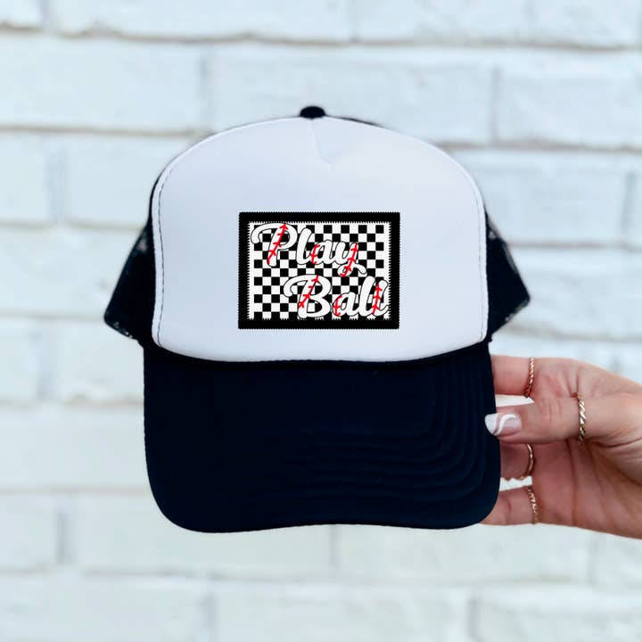 Play Ball Checker - Casquette de camionneur western à faux patch pour la vente par Western Wholesale