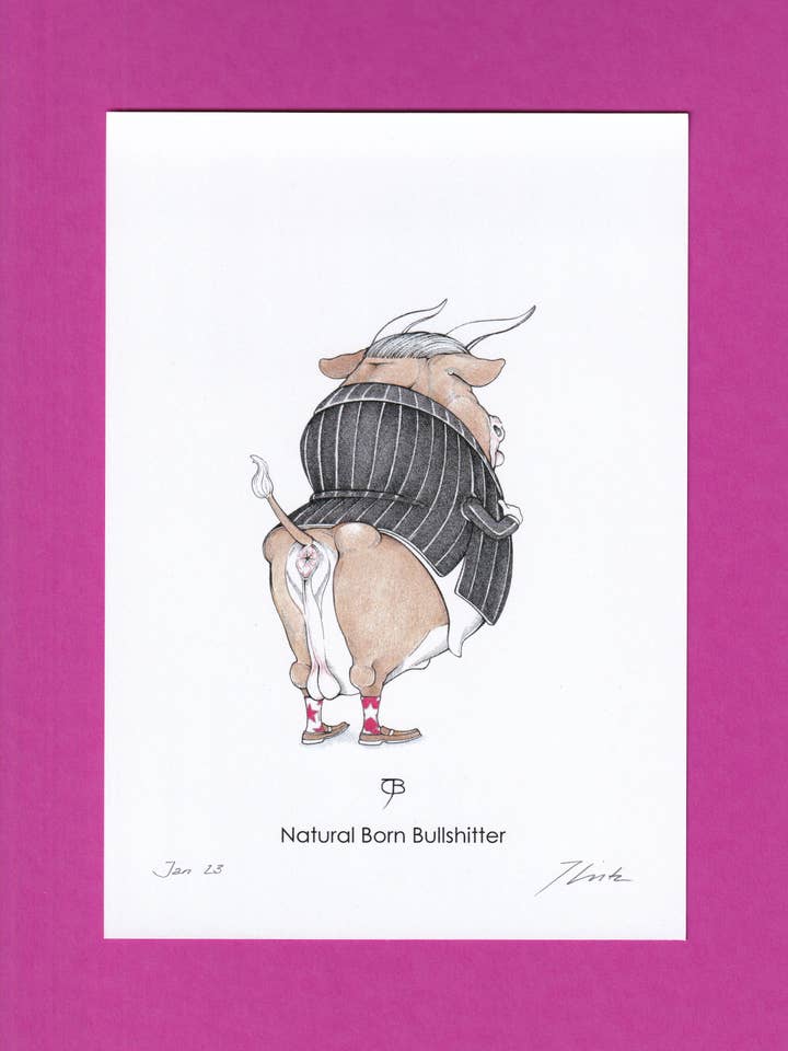 Stampa artistica - A5, firmata - «Natural Born Bullshitter» per la vendita all'ingrosso da parte di Julian Opitz