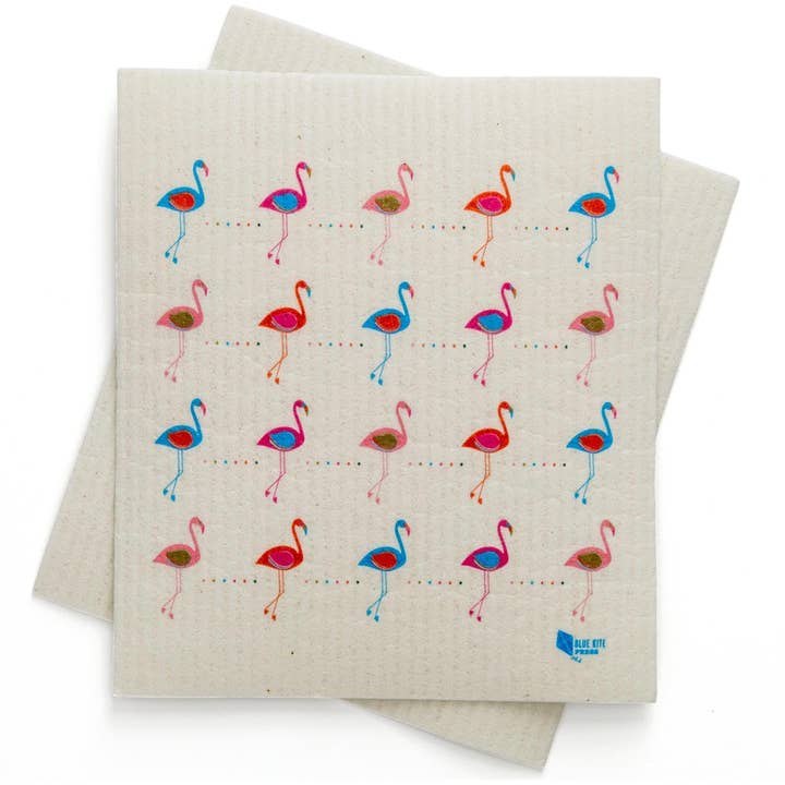 Flamingo Swedish Dishcloth for wholesale by Blue Kite Press