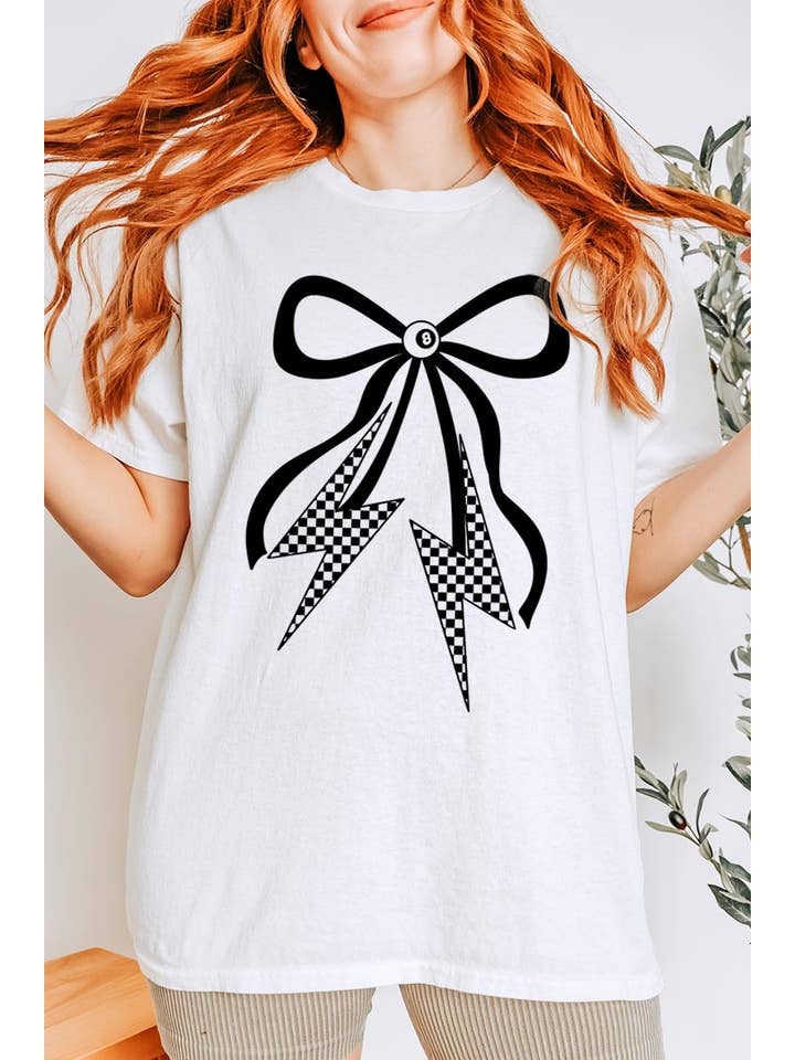 COLORBEAR - Wholesale T-Shirt (Graphic) - Women's - Lightning Bolt Bow Graphic Plus Heavy Cotton Tee