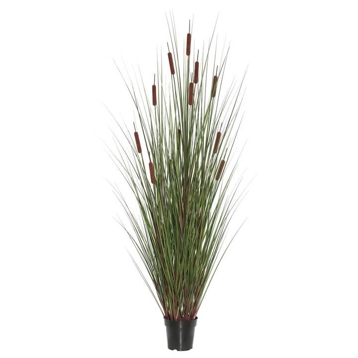 Vickerman 60" Grass With 12 Cattails Potted for wholesale by Vickerman