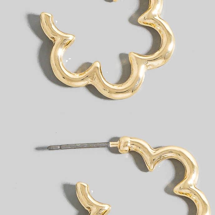 Wavy Wire Flower Hoop Earrings for wholesale by Lilac and Rose