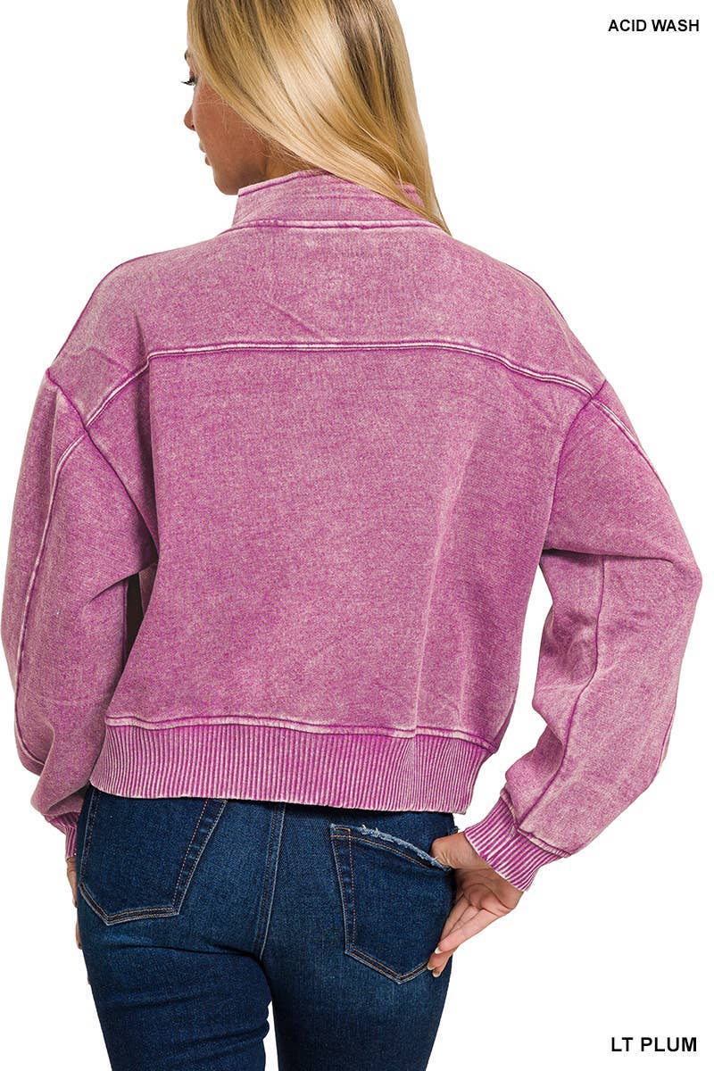 Vanilla Monkey - Vendita all'ingrosso Felpa - Donna - Pullover con mezza cerniera in pile lavato ad acido6