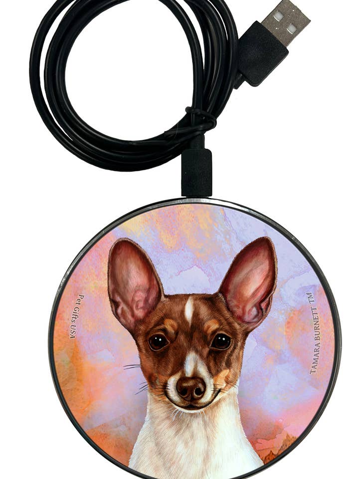 Toy Fox Terrier Chocolate Tri-Color - Zoomies Phone Charger for wholesale by Pet Gifts USA, LLC
