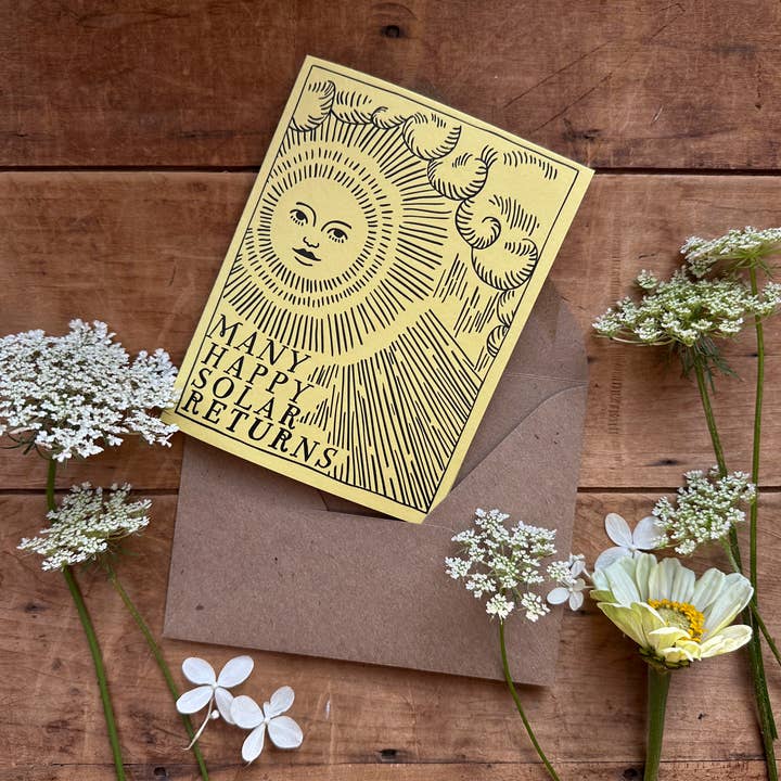 Ratbee Press - Wholesale Birthday Card - Birthday Solar Return Letterpress Sunshine Card4