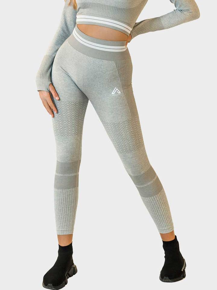 Legging Hellgrau mit weißen Streifen für den Großhandel von Active Fit Gymwear