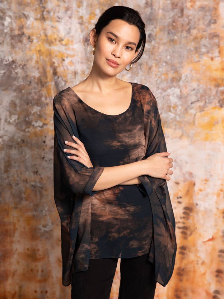 Capri Poncho in Velvet Dye Earth - In Stock for wholesale by AMB Designs