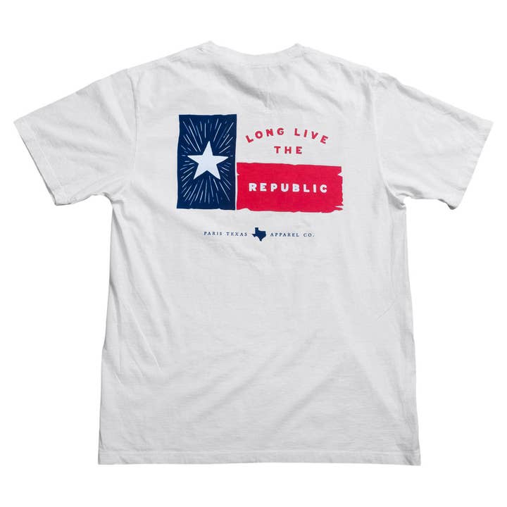 Lone Star Flag Pocket T-Shirt - White for wholesale by Paris Texas Apparel Co.
