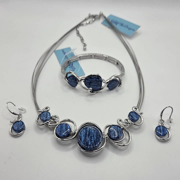 Blue Silver Necklace 34612BS for wholesale on Faire2