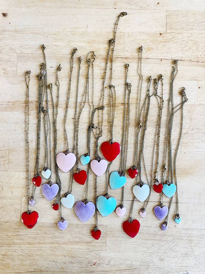 bruja love - enamel heart necklace : MEDIUM for wholesale by loving anvil