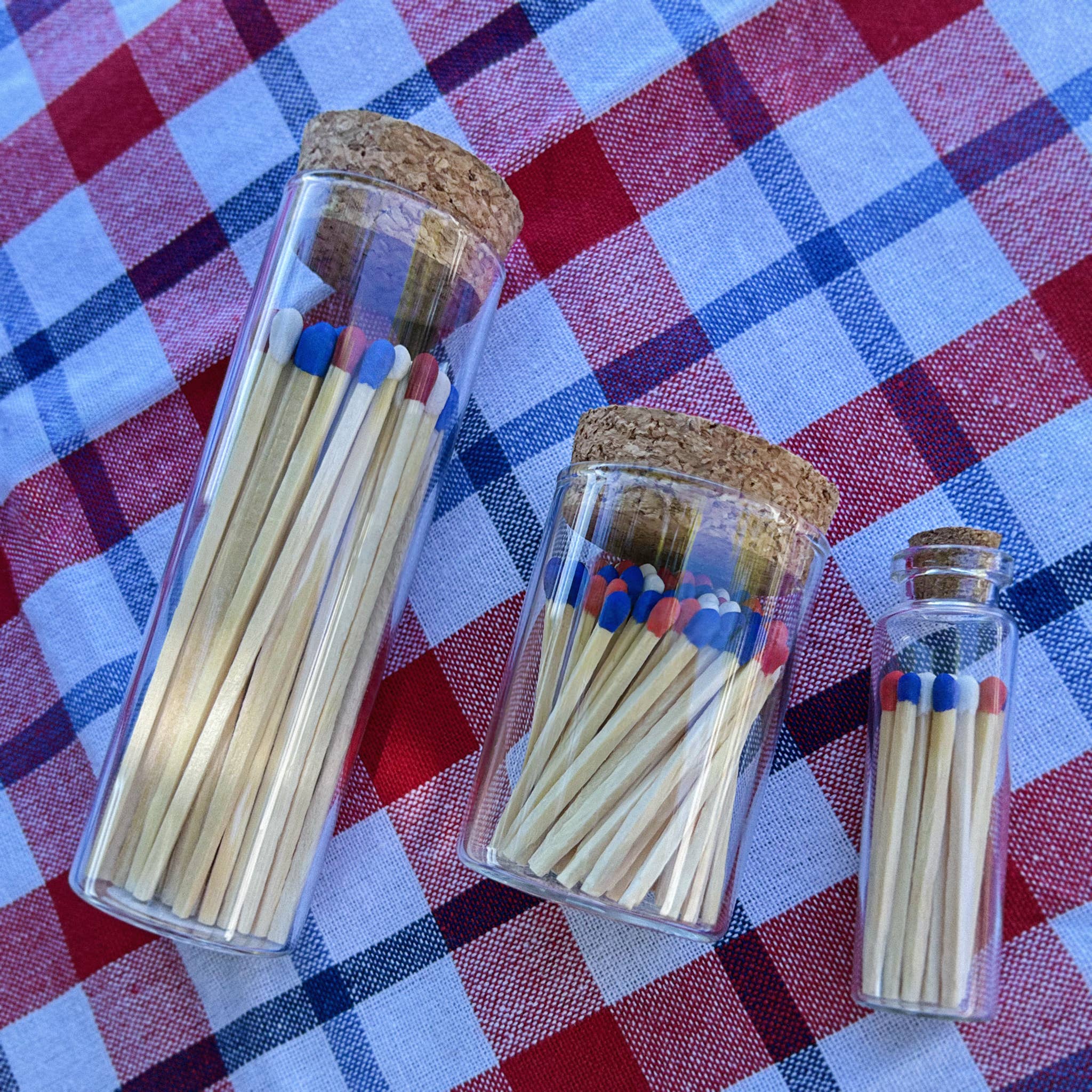 Patriotic Red, White & Blue Matches, Size & Holder of Choice for wholesale on Faire12