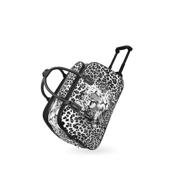 Papaya Fashion Ltd - Venta al por mayor Maletas - Maleta grande Holdall-512 ruedas con estampado de leopardo