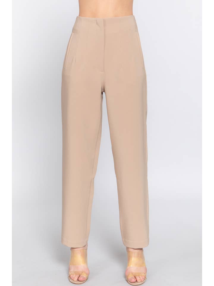 Active Basic | Active USA - Wholesale Pants - Women's - High Waist Pintuck Detail Long Pants17