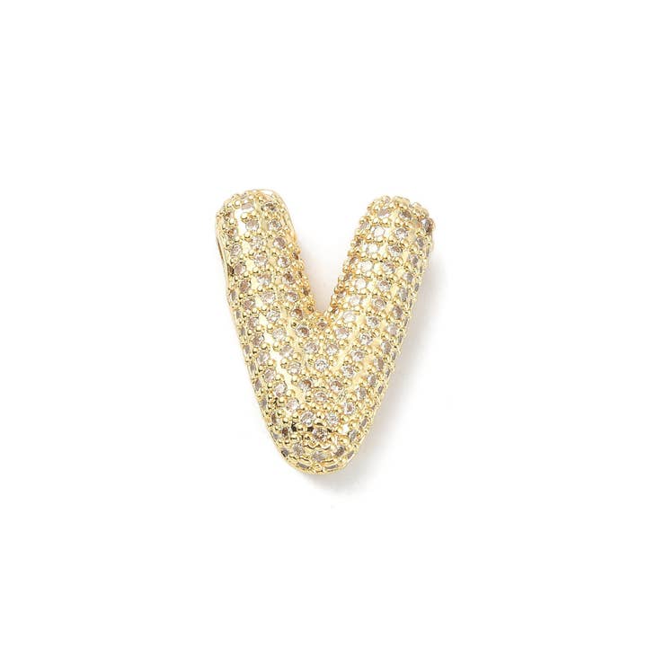 The Charm Bar Company - Wholesale Individual Charm/Pendant - Gold Slider Rhinestone Bubble Initial Charm20