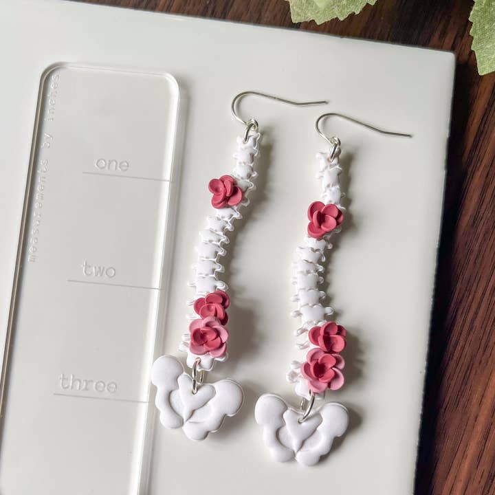 Scoliosis spine earrings | sterling silver for wholesale by Retrochrome Creations
