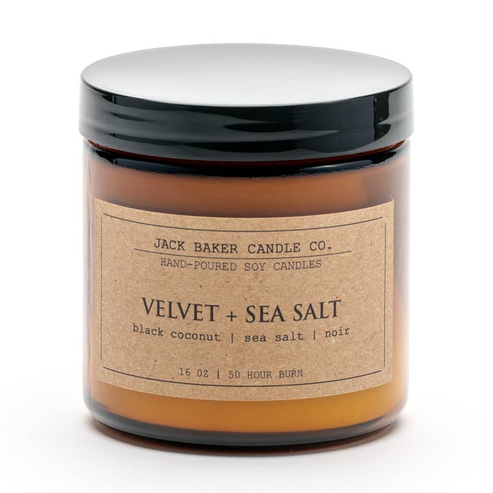 Amber Apothecary Collection - Velvet + Sea Salt 16 oz for wholesale by Jack Baker Candle Co