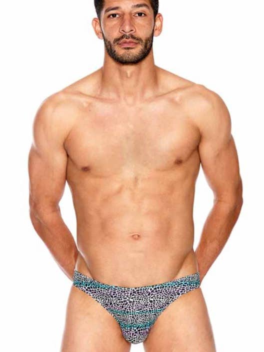 Sous-vêtements à dos ouvert Rainbow Leopard pour hommes pour la vente par Popsi Lingerie