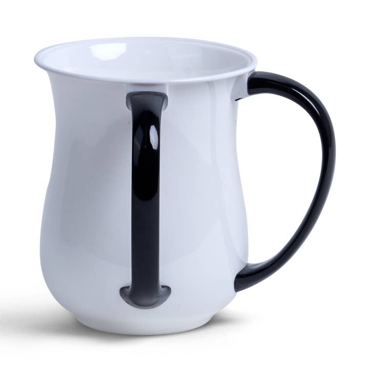 Acrylic Wash Cup Pearl With Black Handles 5" for wholesale by A&M Judaica And Gifts