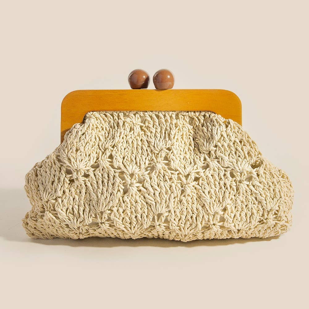 Anarchy Street - Wholesale Clutch Bag - Women's - Straw Braided Wooden Frame Clutch Bag5