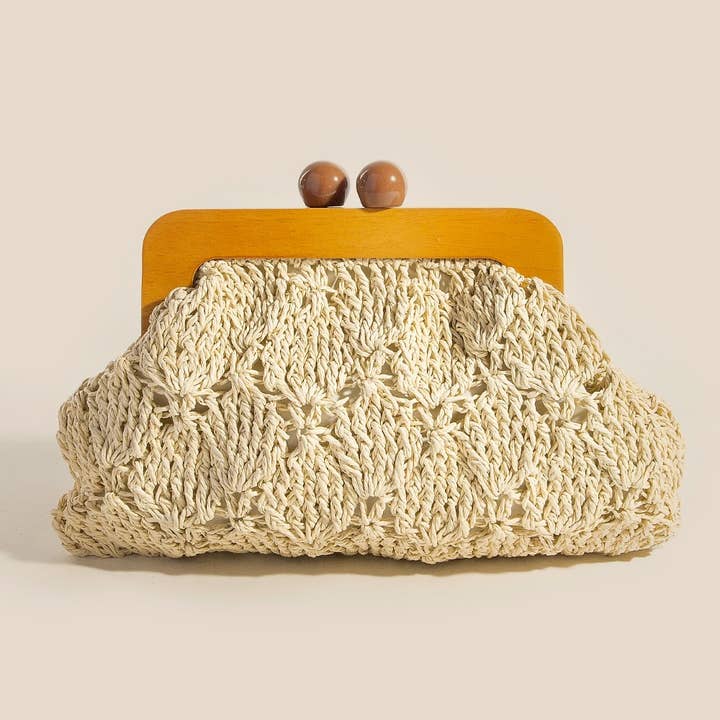 Anarchy Street - Vendita all'ingrosso Pochette - Donna - Borsa a mano con cornice in legno intrecciata in paglia5