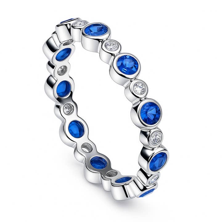 BERRICLE Sterling Sølv Boble Bezel Sæt CZ Evighedsring for engroshandel hos BERRICLE